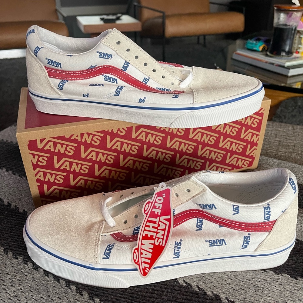 Vans Old Skool (Vans) True White Mens Logo Casual Shoes